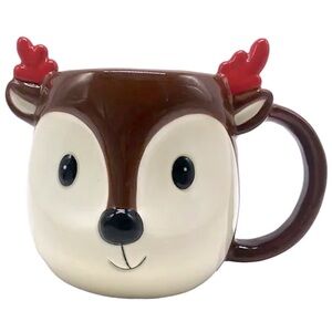 🆕 Adorable Christmas Reindeer Mug, Stoneware Cup, Holiday Decor, 18 oz size
